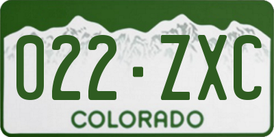 CO license plate 022ZXC