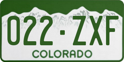 CO license plate 022ZXF