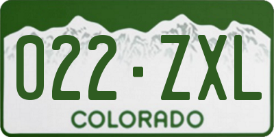 CO license plate 022ZXL