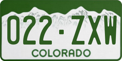 CO license plate 022ZXW