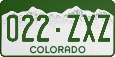 CO license plate 022ZXZ