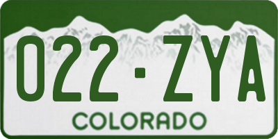 CO license plate 022ZYA