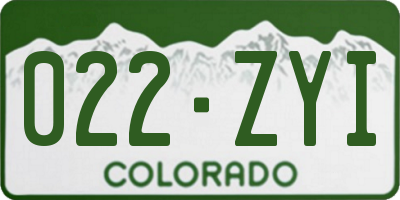 CO license plate 022ZYI