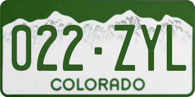 CO license plate 022ZYL