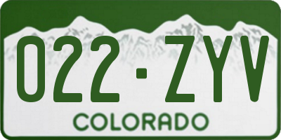 CO license plate 022ZYV