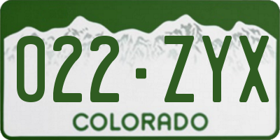 CO license plate 022ZYX