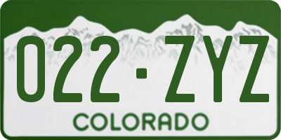 CO license plate 022ZYZ