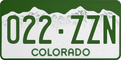 CO license plate 022ZZN