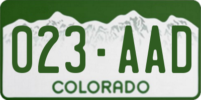 CO license plate 023AAD