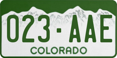 CO license plate 023AAE