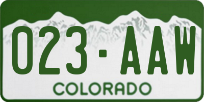 CO license plate 023AAW