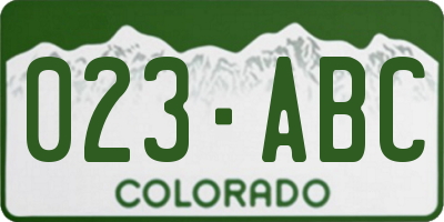 CO license plate 023ABC
