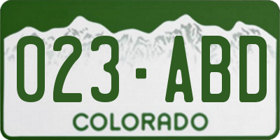 CO license plate 023ABD