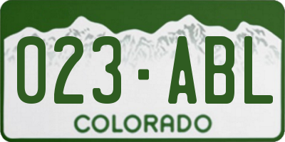 CO license plate 023ABL