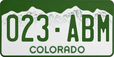 CO license plate 023ABM