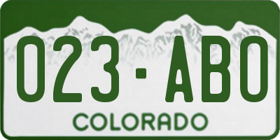CO license plate 023ABO