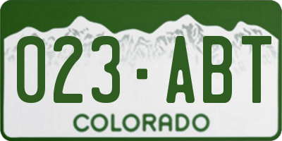 CO license plate 023ABT
