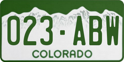 CO license plate 023ABW