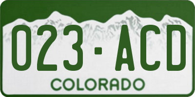 CO license plate 023ACD