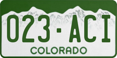 CO license plate 023ACI