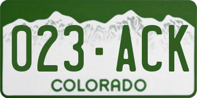 CO license plate 023ACK