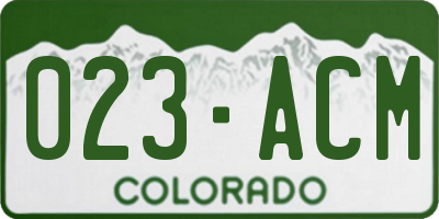 CO license plate 023ACM