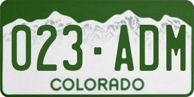 CO license plate 023ADM