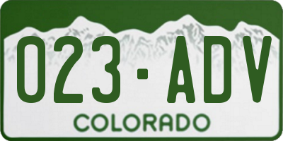 CO license plate 023ADV