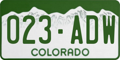 CO license plate 023ADW