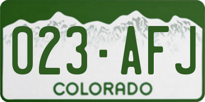 CO license plate 023AFJ