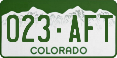 CO license plate 023AFT