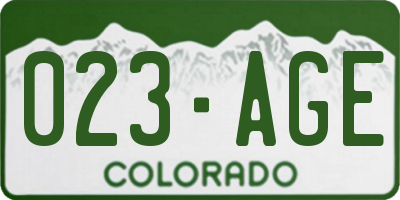 CO license plate 023AGE