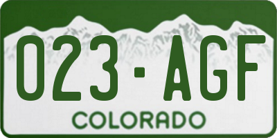 CO license plate 023AGF