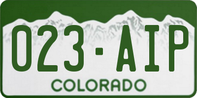 CO license plate 023AIP