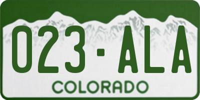 CO license plate 023ALA