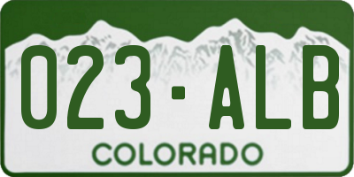 CO license plate 023ALB