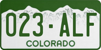 CO license plate 023ALF