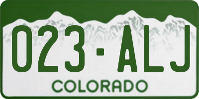 CO license plate 023ALJ