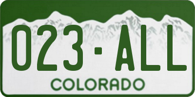 CO license plate 023ALL