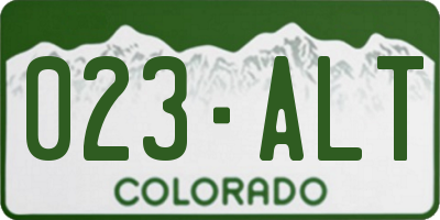 CO license plate 023ALT