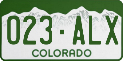 CO license plate 023ALX