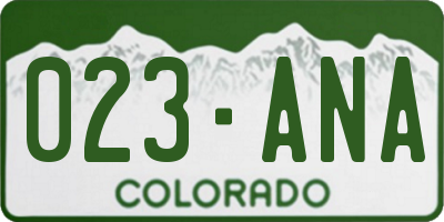 CO license plate 023ANA