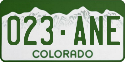 CO license plate 023ANE