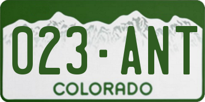 CO license plate 023ANT