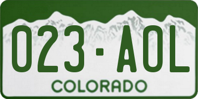 CO license plate 023AOL