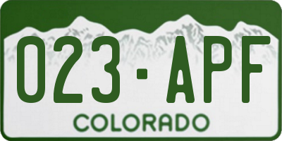 CO license plate 023APF
