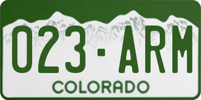 CO license plate 023ARM