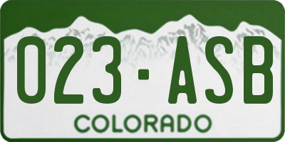 CO license plate 023ASB