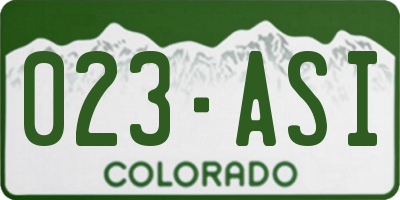 CO license plate 023ASI