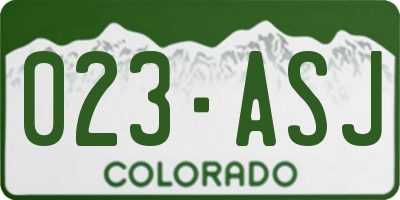 CO license plate 023ASJ